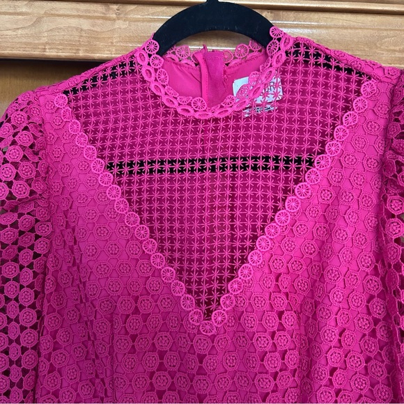 Saylor Kerrianne Eyelet Mini Dress in Magenta Size XS - Picture 7 of 14